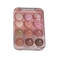 ハート型ハイライトパウダー、アイシャドウパレット Qoo10] ハート 8色 アイシャドウ チーク ハイ